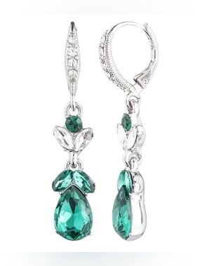 Givenchy Glass Stone Silver-Tone Drama Double Drop Earrings, New with Tags